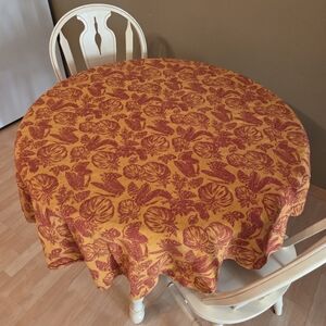 100% Cotton Orange And Red Harvest Vegetable Print Round 62" Tablecloth